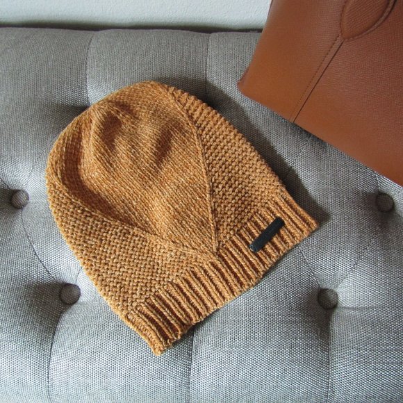 Rebecca Minkoff Chenille Traveling Beanie in Honey Yellow - Picture 1 of 4